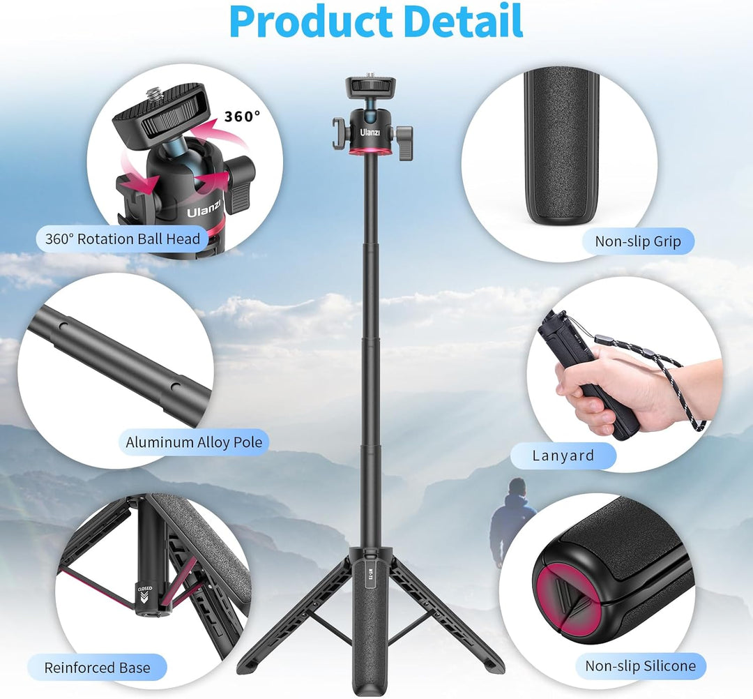Mini Kamera Stativ 54cm/21.6in, ULANZI MT-73 Stativ Kamera Klein mit 1/4'' Schraube, Reise Stativ, P