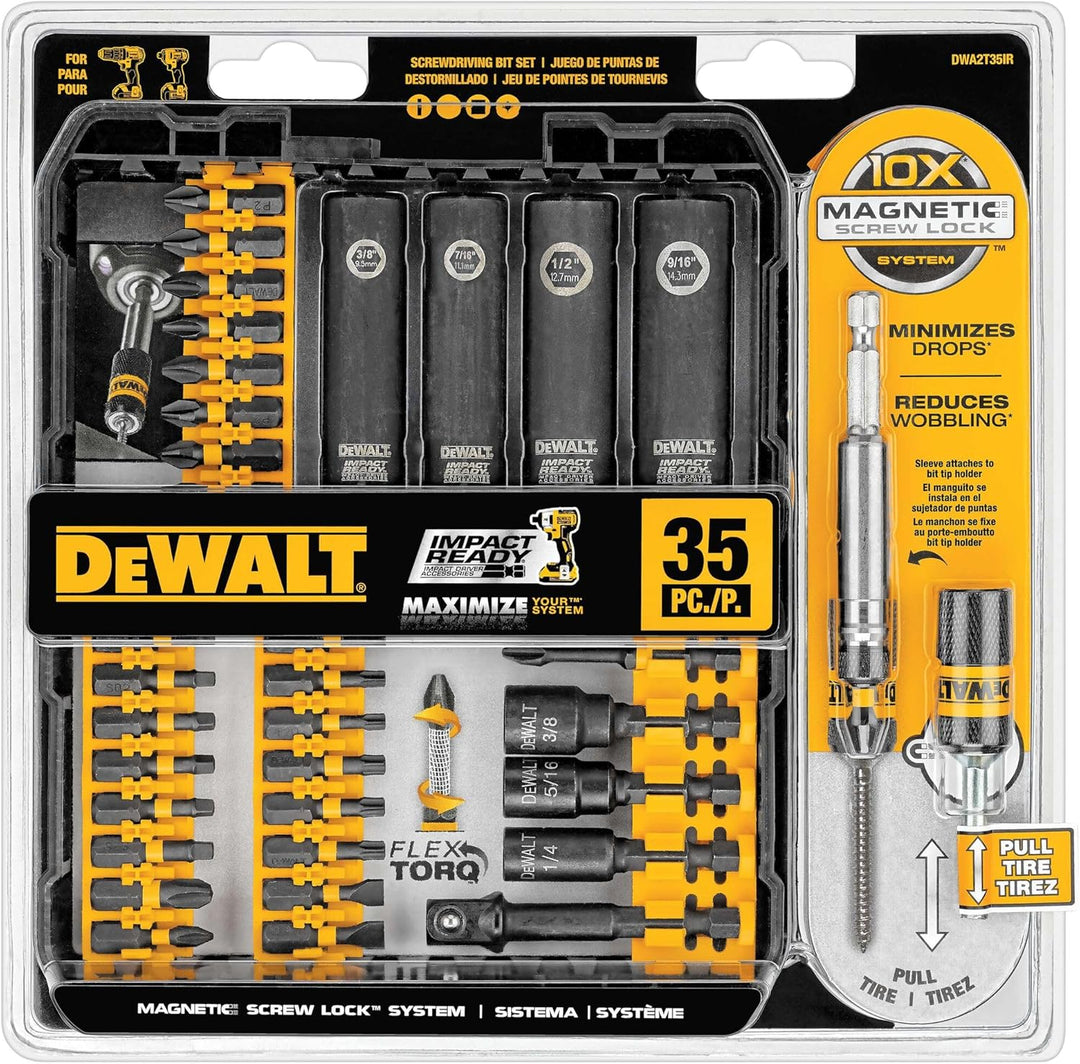 DEWALT Schraubendreher-Bit-Set, Schlagfertig, FlexTorq, 35-teilig (DWA2T35IR), schwarz/silber FlexTo