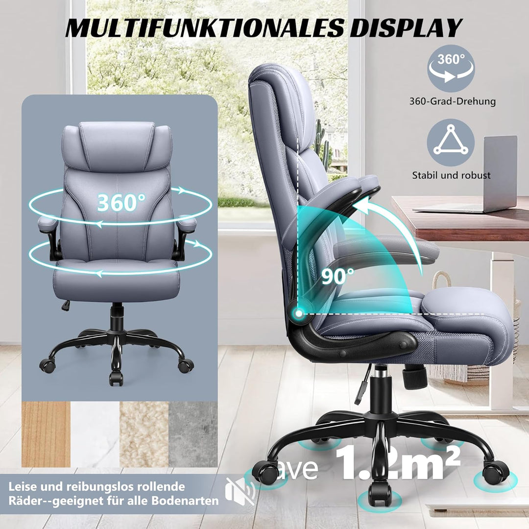 FelixKing Chefsessel, Ergonomischer Bürostuhl, Grosser und hoher Computerstuhl, Home Office Stuhl mi
