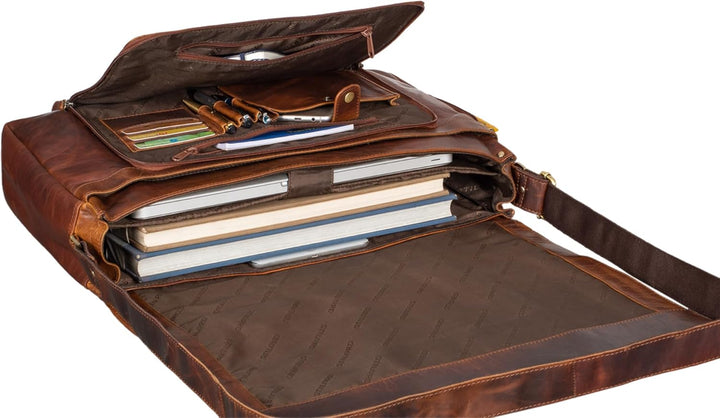 STILORD 'Maximus' XXL Ledertasche riesige Umhängetasche Unitasche 17 18 19 21 Zoll Laptop Aktentasch