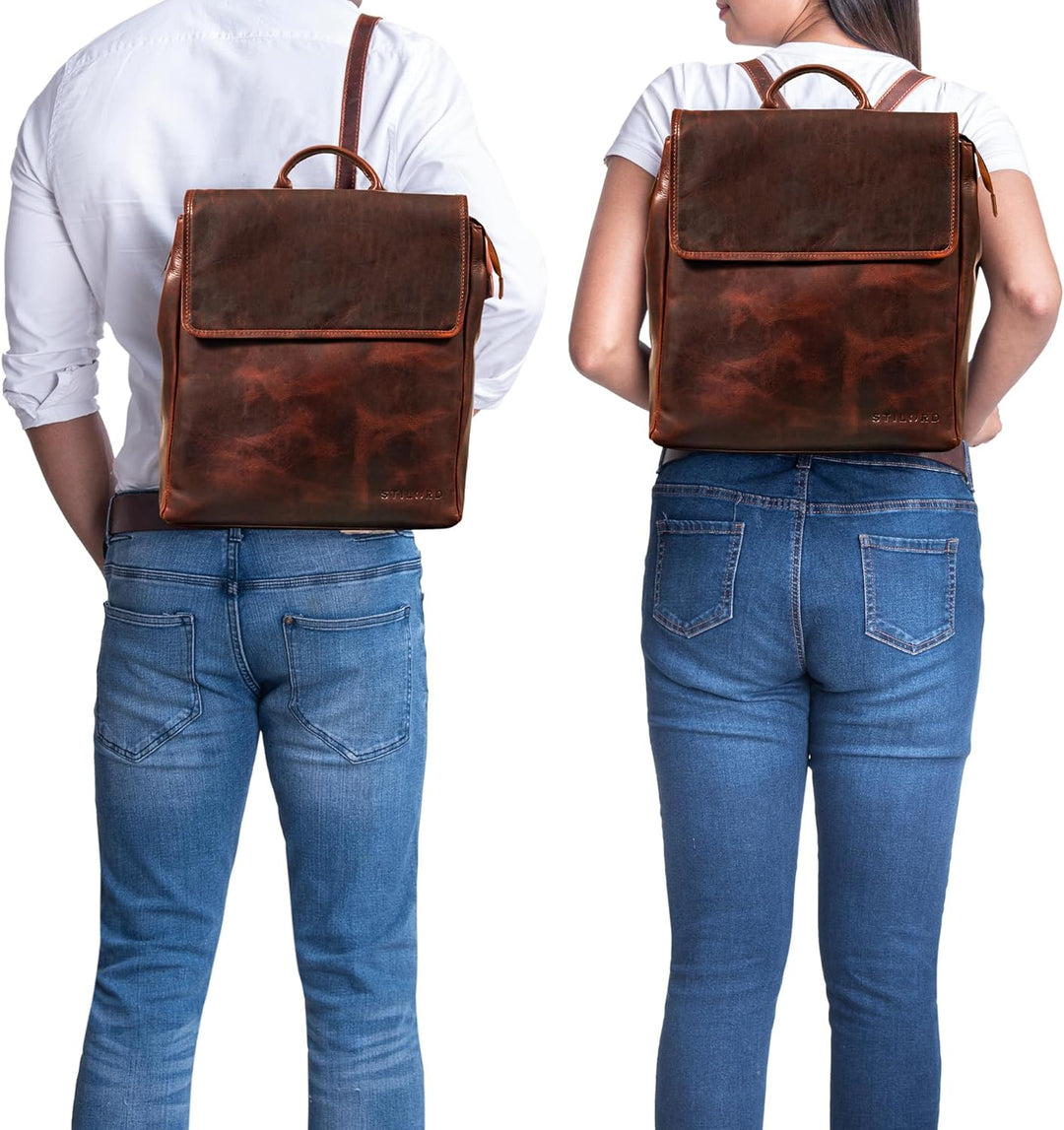 STILORD 'Misha' Moderner Leder Rucksack Unisex Daypack für Damen Herren DIN A4 kompakter Messenger B