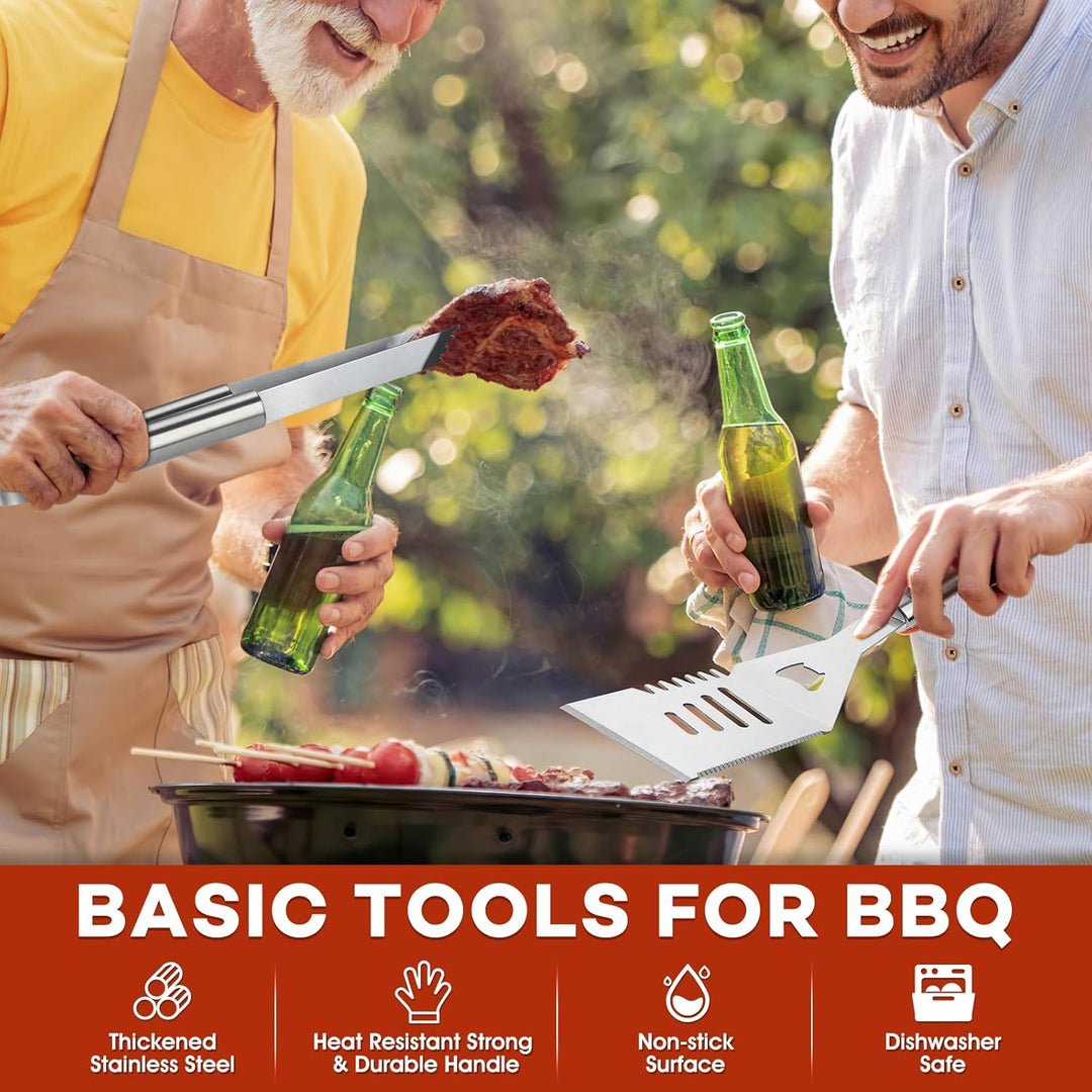 DRAGON RIOT Grillbesteck Set aus Edelstahl, 18 Stücke Grillset für Männer Geschenk, Premium Grillzub