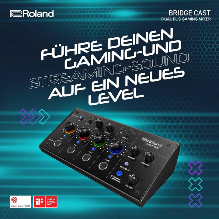 Roland BRIDGE CAST Dual Bus Gaming-Mixer in Schwarz | Professionelles Audio-Streaming-Interface und