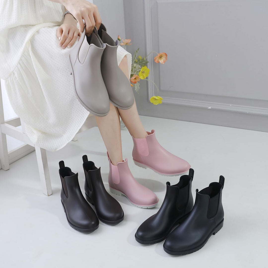 Uniuni Damen Herren Wasserdicht Gummistiefel mit Rutschfest Sohle 40 EU Braun, 40 EU Braun