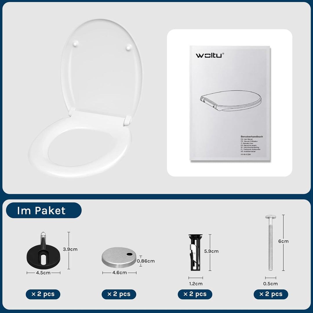 WOLTU Toilettendeckel, WC-Sitz mit Absenkautomatik, Klobrille Klodeckel mit Schnellverschluss, Toile