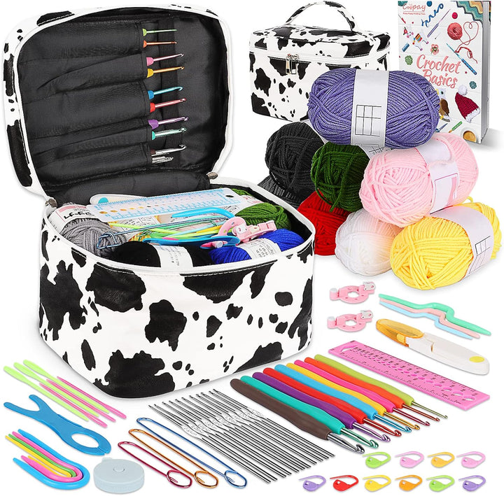 Coopay 61 Stück Häkelnadel Set für Anfänger, Hängend Häkelset mit Wolle, Tasche, Häkelzubehör, Ergon