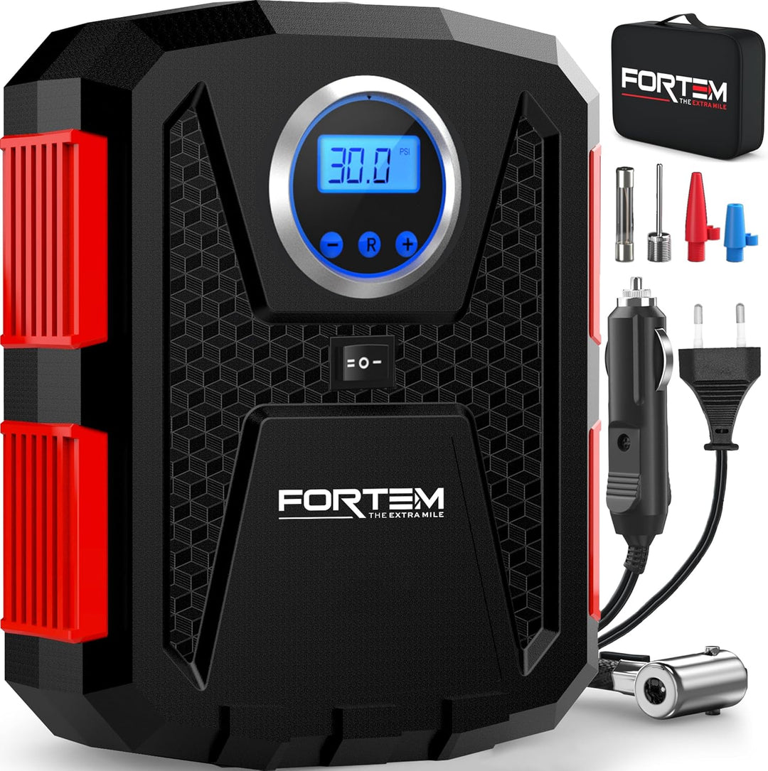 Fortem Tragbarer Kompressor Autoreifen, Kompressor Fahrrad, 12V Autoreifen Pumpe und Fahrradpumpe El
