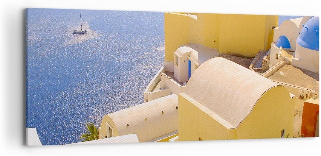 ARTTOR Wandbilder Dekoration Wohnzimmer Haus wohnung gebäude griechenland Bilder auf Leinwand 120x50
