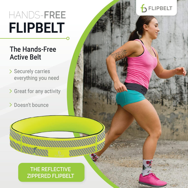 FlipBelt Zipper - Laufgürtel für Handy & kleines Zubehör - Sport-Bauchtasche für Damen und Herren XS