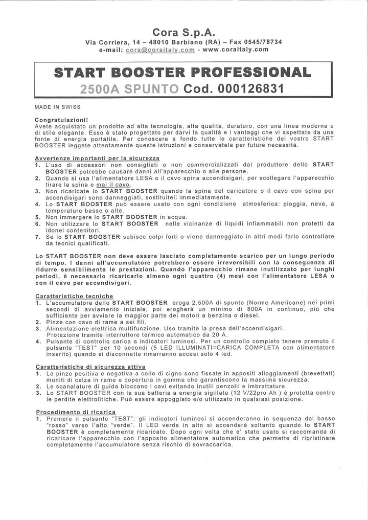 CORA 000126831 Start Booster P4 Professional Notfall-Starthilfe, 12 V, 2500 A