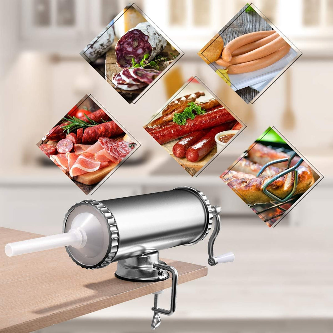 COSTWAY 3L Wurstfüller manuell, Wurstmaschine aus Alulegierung, Wurstfüllmaschine silber, Wurstpress
