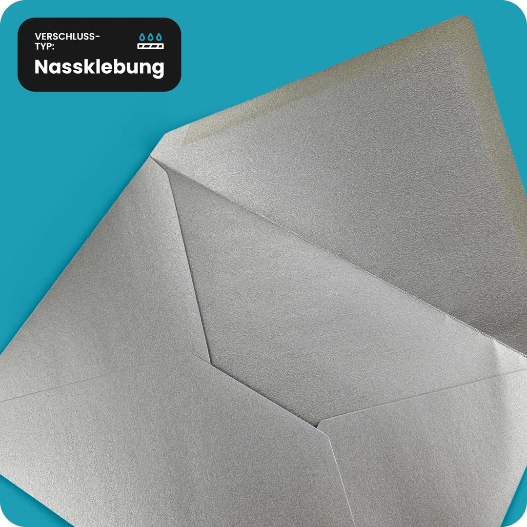 Netuno 100 Briefumschläge Perlmutt-Dunkel-Grau DIN C5 162x 229 mm 120g Aster Metallic Grey grosse Um