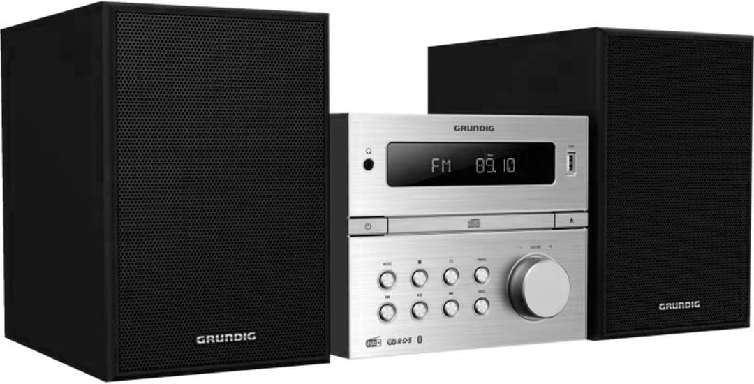 GRUNDIG CMS 4200 BT DAB+, Micro HiFi System, Silber-Schwarz, GHF1070 FM/DAB+ 60 Watt RMS Single, FM/