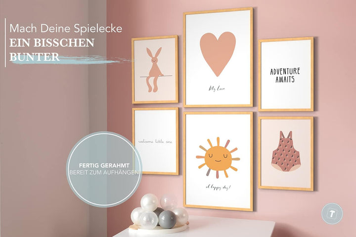 Papierschmiede® Bilder Kinderzimmer Kids Mood Poster Set Welcome Baby, Gerahmte Bilder fürs Kinderzi