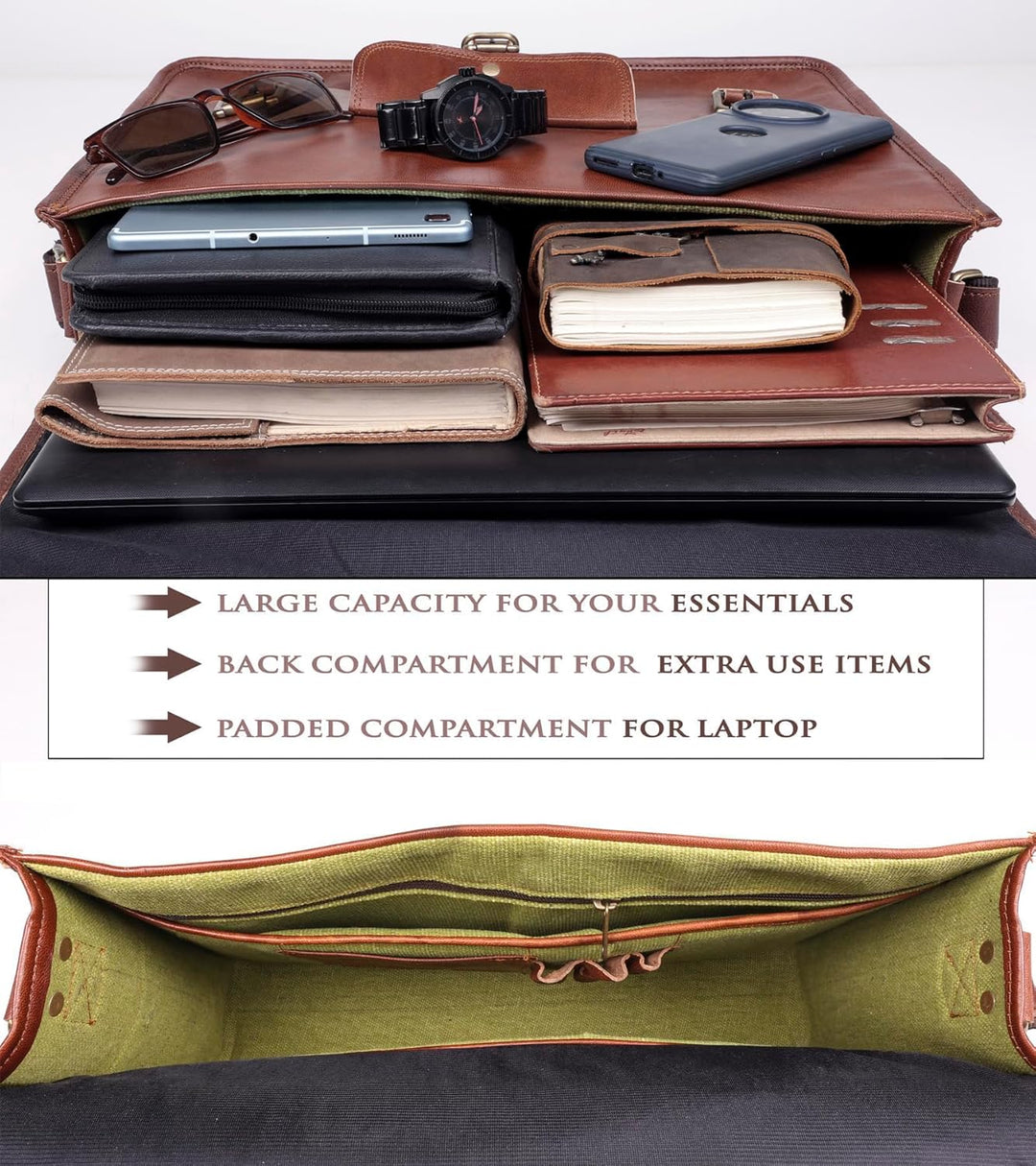 Alaska exports Leder-Laptoptasche | Leder-Kuriertasche für Damen und Herren | Aktentaschen für Herre