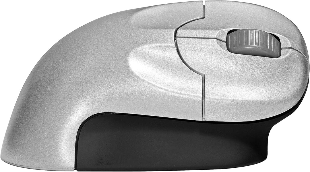 BakkerElkhuizen Grip Mouse Wireless, Ergonomische vertikale Maus, Rechtshänder, Kabellos, Silber/Sch