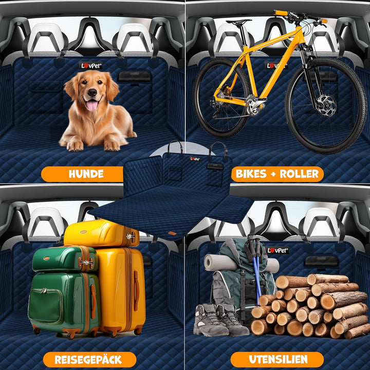 Lovpet Kofferraumschutz mit Seiten- und Ladekantenschutz Hundedecke fΓΌr Auto-RΓΌckbank mit Sichtfenst