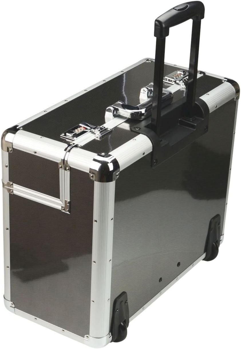 ALUMAXX 45129 Pilotenkoffer C-2, Piloten Koffer aus Aluminium, Dokumentenkoffer in Carbon-Look, Alum