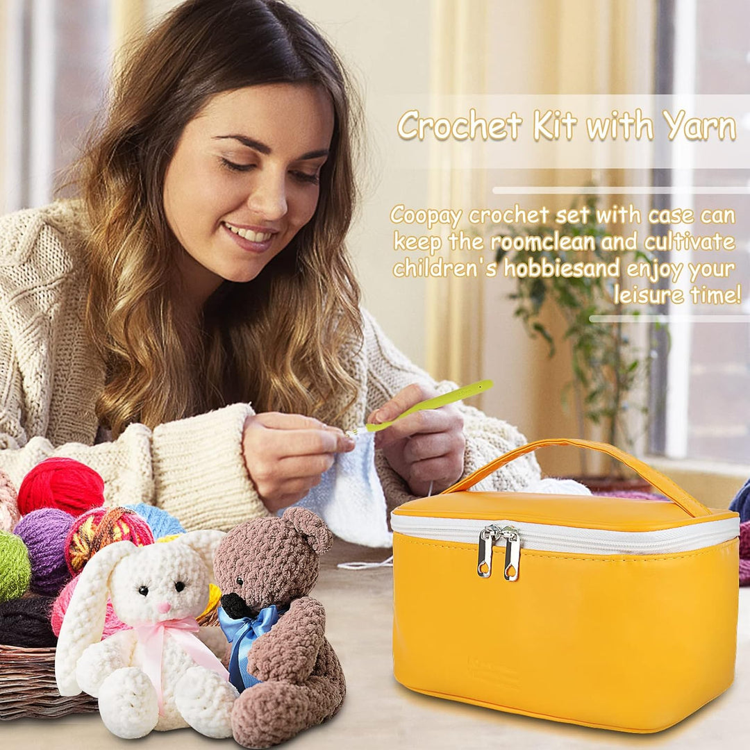 Coopay Häkelset für Anfänger Erwachsene, 58 Stück Häkelnadel Set Inklusive TPR Griff Häkelnadeln, Sp