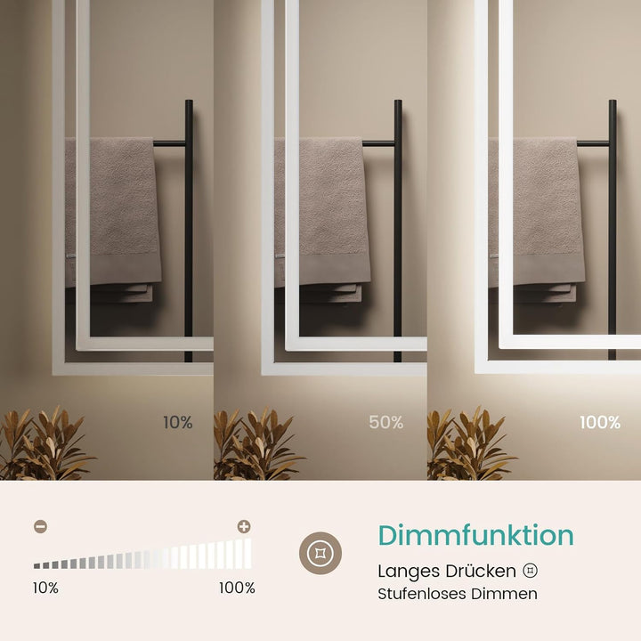 EMKE LED Badspiegel 90x70cm Badezimmerspiegel mit Beleuchtung kaltweiss Lichtspiegel Wandspiegel mit