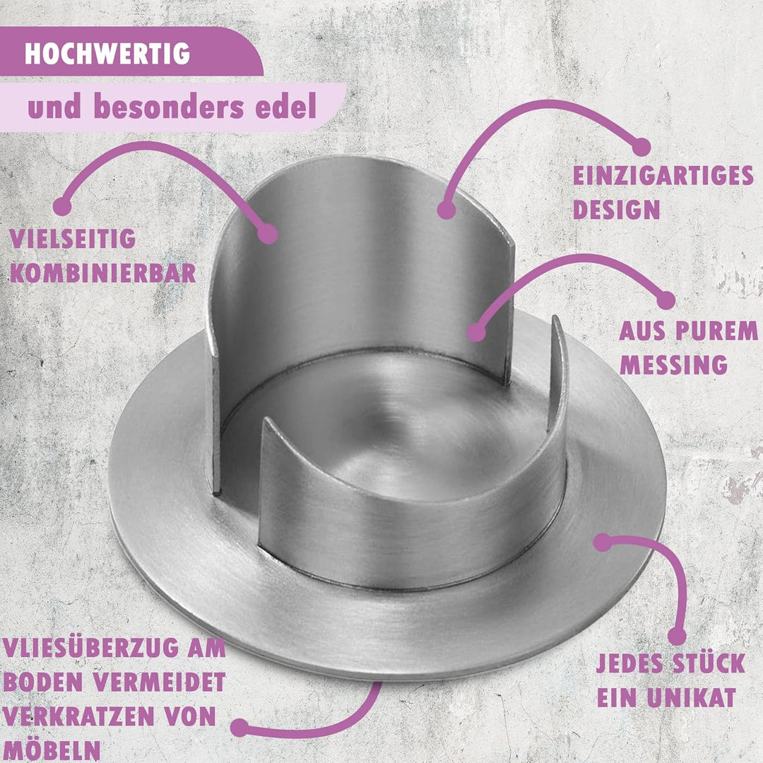 WikaKerzen Kerzenleuchter für Kerzen - Kerzenständer in Silber & Gold gebürstetem Messing Metall - K