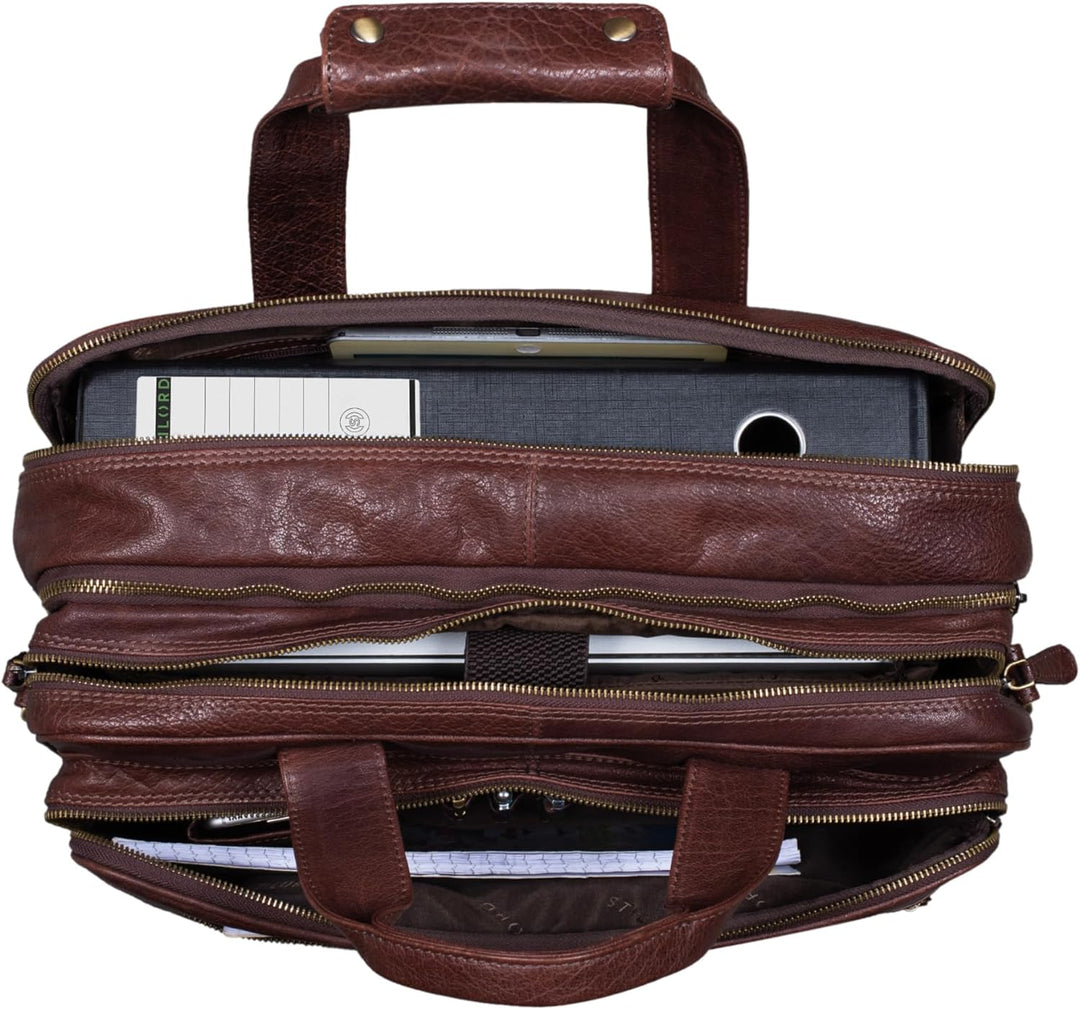 STILORD 'Leopold' XL Echtleder Aktentasche - der verbesserte Geheimtipp für Lehrerzimmer & Büro - Bu