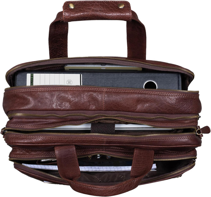STILORD 'Leopold' XL Echtleder Aktentasche - der verbesserte Geheimtipp für Lehrerzimmer & Büro - Bu