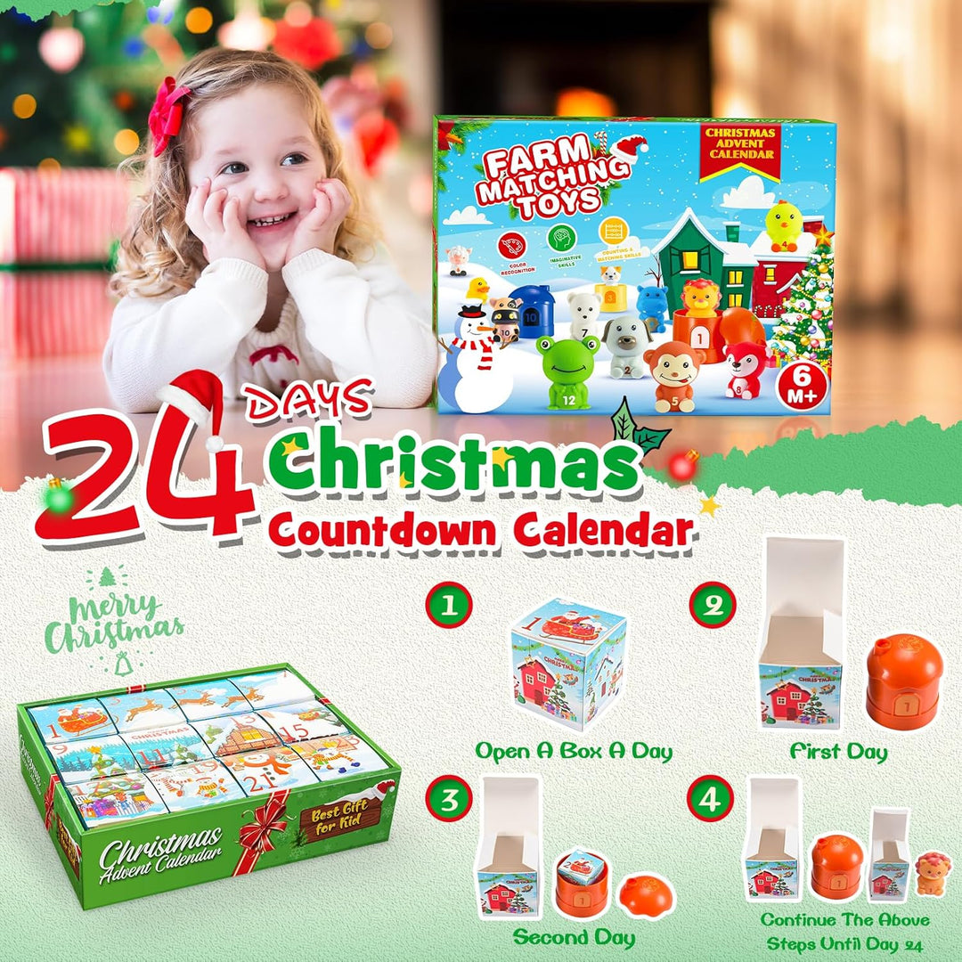 HappyGoLucky Adventskalender Kinder 2023, 24 Überraschungen Baby Geschenk Montessori Lernspielzeug W