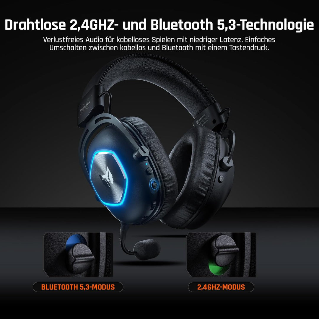 BIGBIG WON HALO PRO 2.4GHz Kabelloses Gaming-Headset für PC, PS, Switch, Bluetooth 5.3 Gaming-Kopfhö