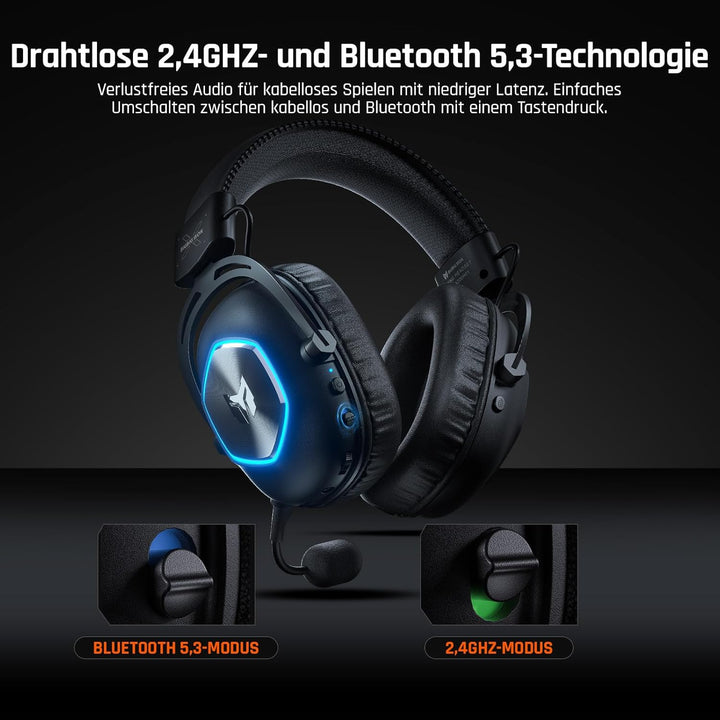BIGBIG WON HALO PRO 2.4GHz Kabelloses Gaming-Headset für PC, PS, Switch, Bluetooth 5.3 Gaming-Kopfhö