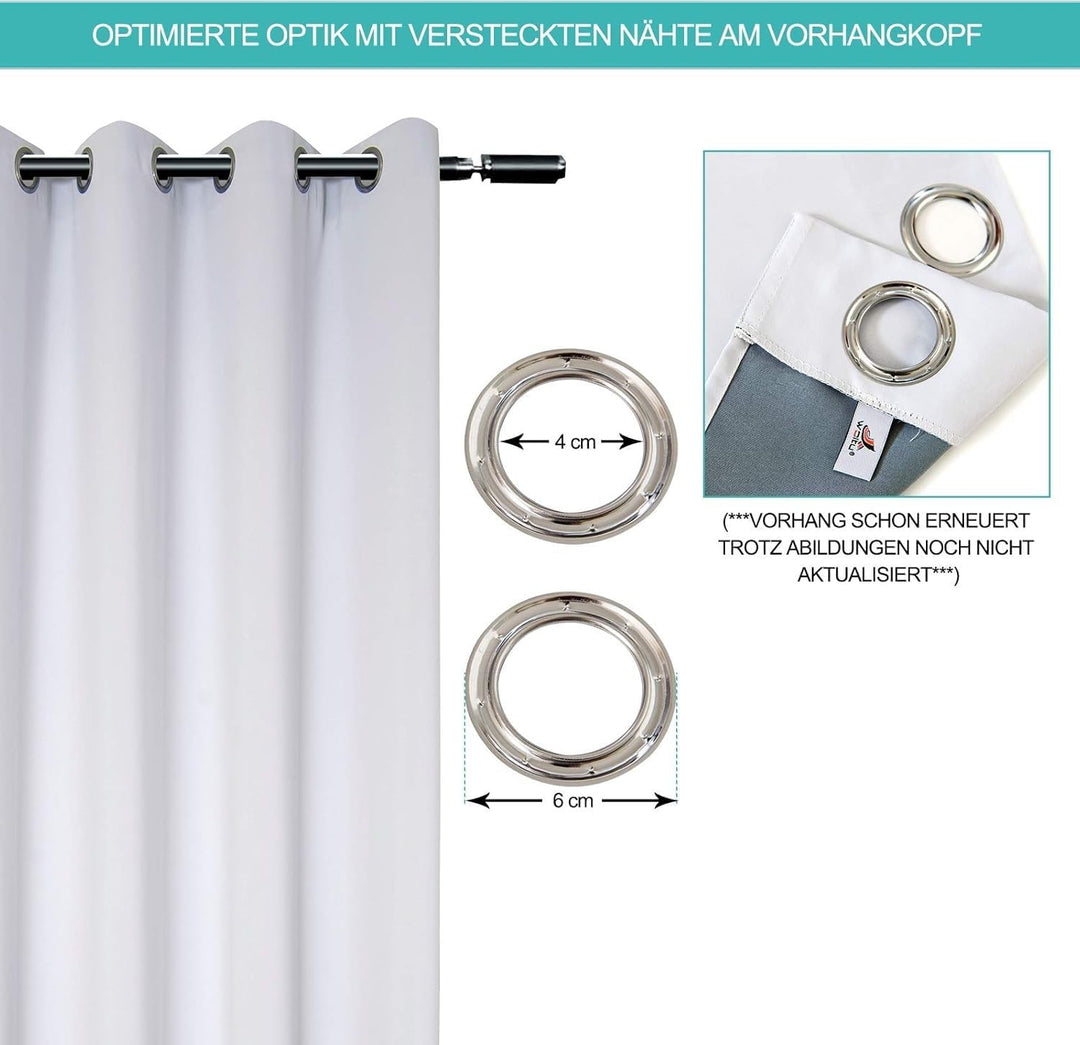 WOLTU Thermovorhang Kälteschutz Verdunklungsvorhang Blickdicht mit Ösen, 250g/m² Dicke Thermogardine