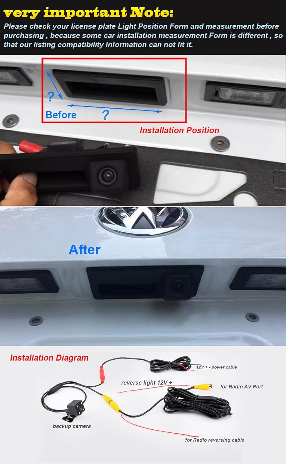 Auto Kofferraum Griff Rückfahrkamera Replacement for Range Rover Ford Focus II MK2 Fiesta VI Grand C