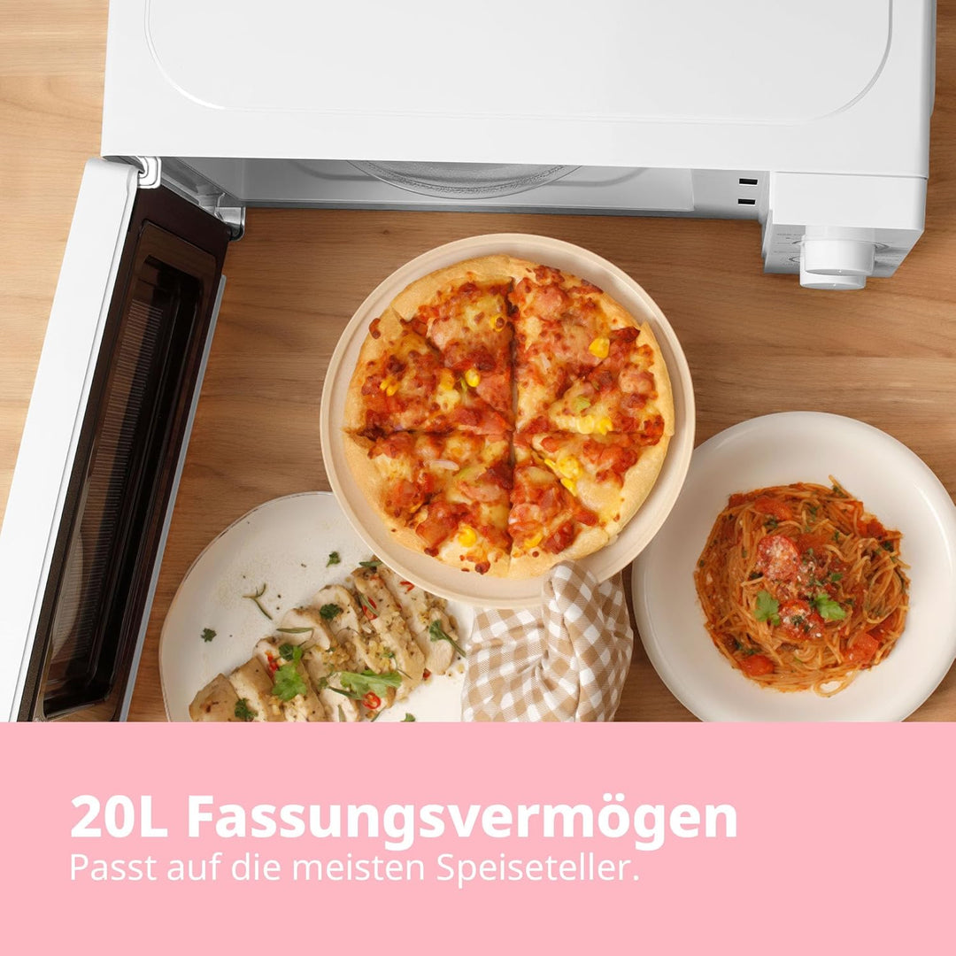 Comfee CMSN 20 wh Mikrowelle / Solo-Mikrowelle mit 5 Leistungsstufen/ Innenbeleuchtung/ easy Defrost