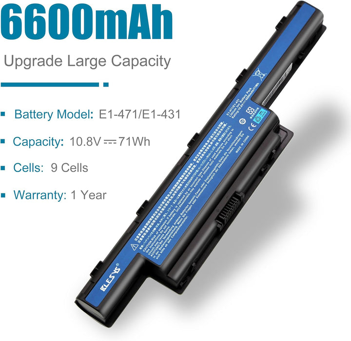 BLESYS 9-Zellen 71Wh Laptop Akku fĂŒr Acer Aspire E1-421 E1-431 E1-471G E1-521 E1-531G E1-571 E1-571G