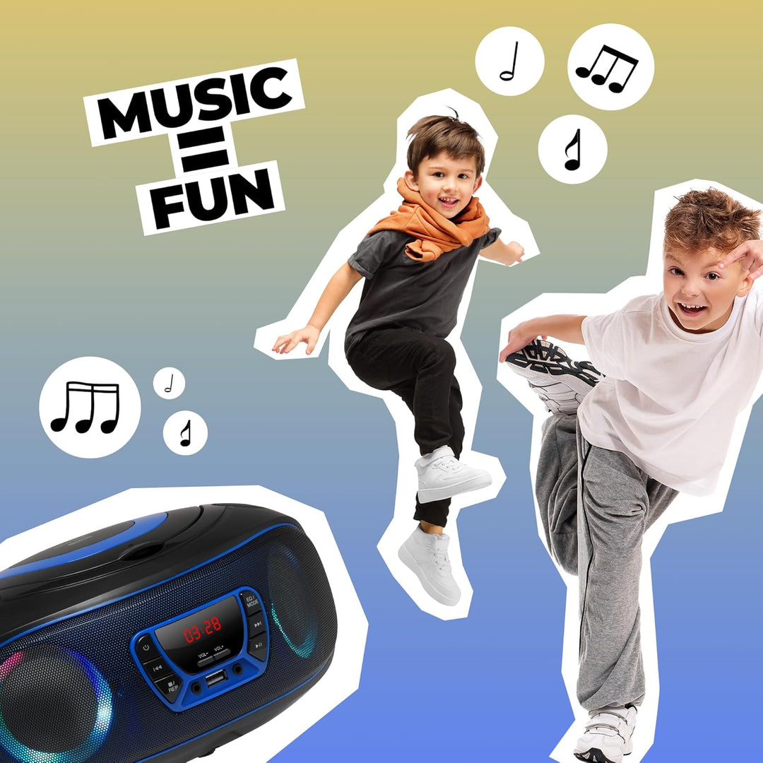 Denver TCL212BT Radio mit Bluetooth, Bluetooth Radio mit Lichteffekte, Tragbarer CD player, AUX, USB