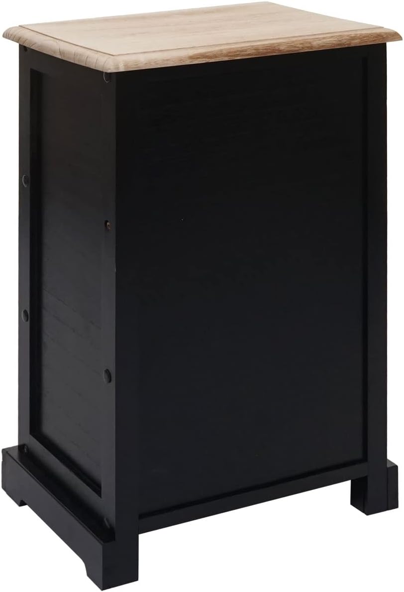 Mendler Kommode HWC-K87, Schubladenschrank Schrank, Holz Rattan 63x40x28cm - schwarz, naturfarben, S
