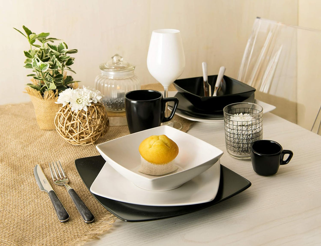 Excelsa Eclipse Set mit 6 Tassen, 230 ml, Keramik, Weiss, Schwarz und Grau Bianco, Nero E Grigio, Bi