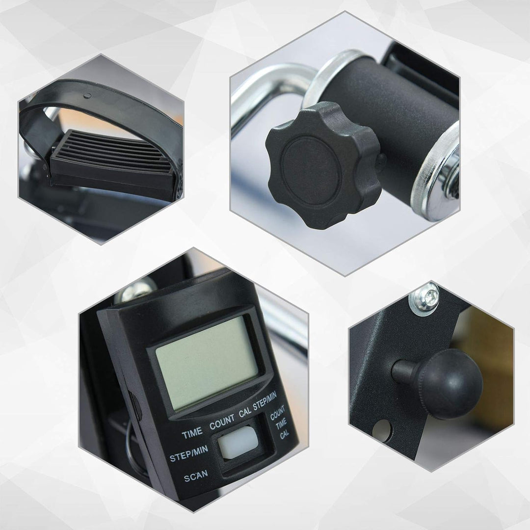 HOMCOM Heimtrainer Bewegungstrainer Pedaltrainer für Senioren Stahl Schwarz/Weiss 41 x 42,5 x