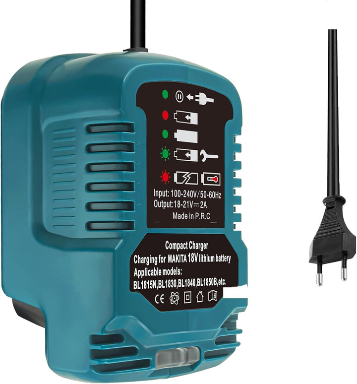 Ladegerät Ersatz für Makita DC18RC,18V 2A Ersatz-Ladegerät für Makita 18V Lithium-Ionen-Akku BL1860B