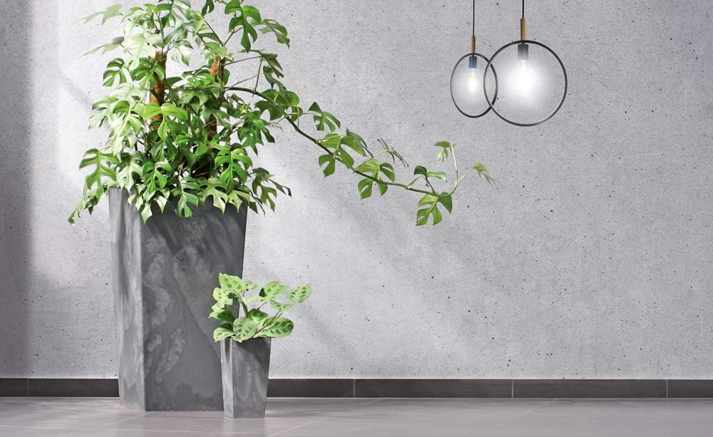 Deuba Blumentopf 49L 61x32,5x31,5cm Betonoptik Inkl. Einlegeboden Indoor Outdoor Blumenkasten Pflanz