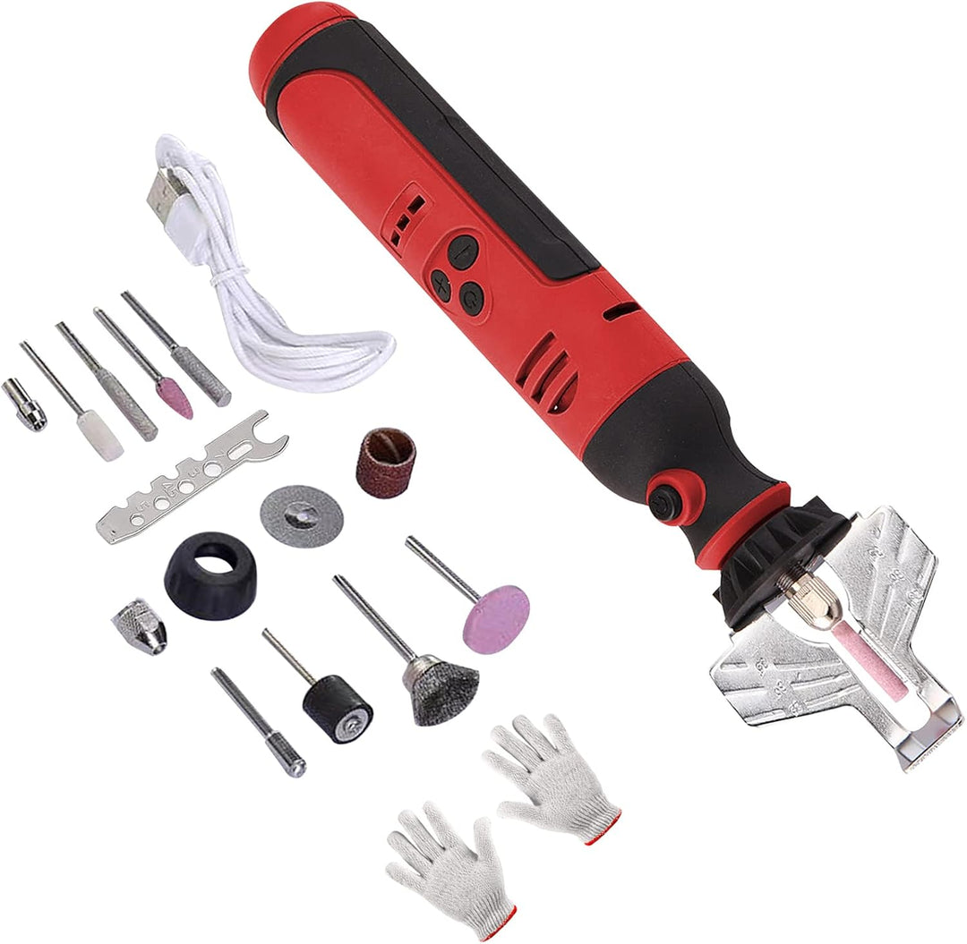 Elektrisches Kettensägen-Schärfer-Set,Kit Rot Kettensäge-Schärfen-Werkzeug-Set,Handgeführte Mini-Ele