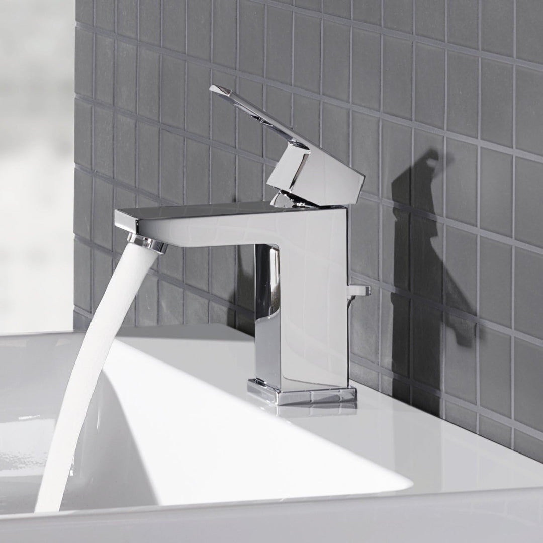 GROHE Eurocube | Badarmatur - Waschtischarmatur | EcoJoy, Zugstange, chrom | 2312700E Standard, Stan