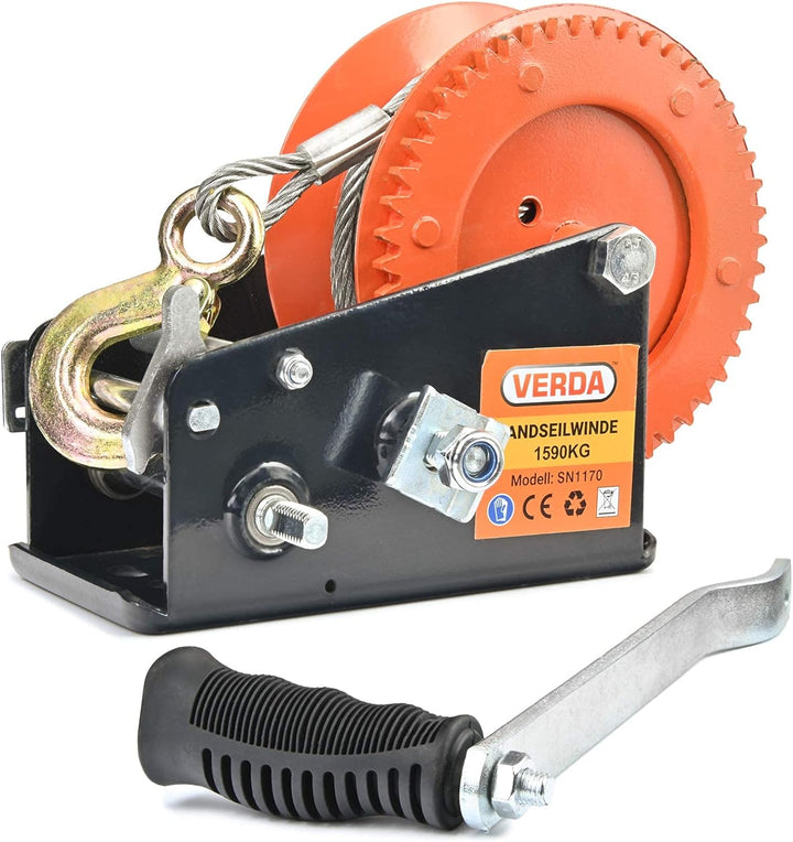 Seilwinde 1588kg 3500lbs Handseilwinde Bootswinde Winde Anhänger SN1170