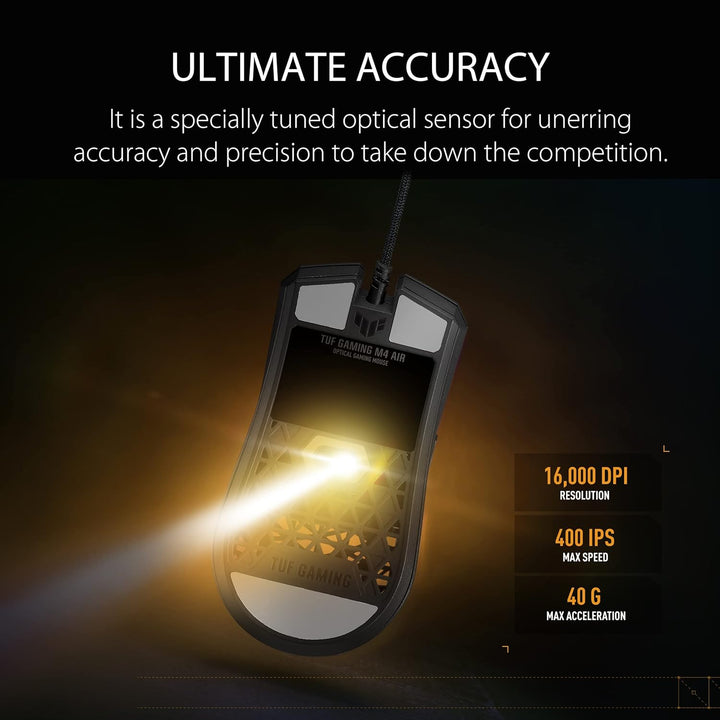 ASUS TUF Gaming M3 Maus (kabelgebunden, RGB, 7000-dpi-Sensor, programmierbare Tasten, Aura Sync) sch