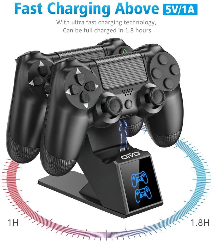 OIVO PS4 Controller Ladestation, Controller Ladestation Charger mit 1,8-Stunden-Ladechip, PS4 Ladege