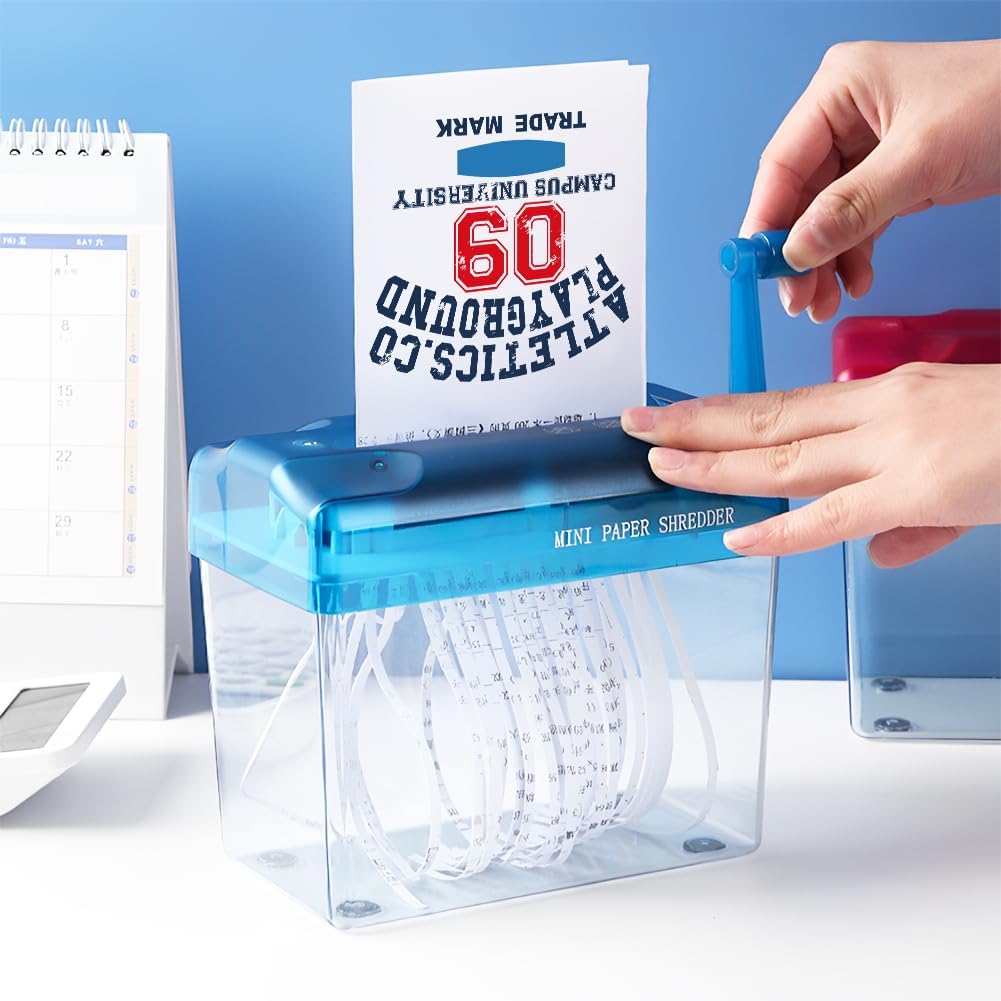 Manueller Aktenvernichter, A6 Handkurbel Tragbares Mini Papierschneidewerkzeug Aktenvernichter Aufsa