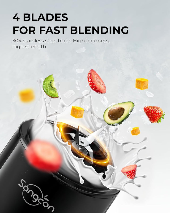 Sangcon Mixer Smoothie Maker, Elektrisch Tragbar Sport Standmixer für Shakes und Smoothie, mit 2 BPA