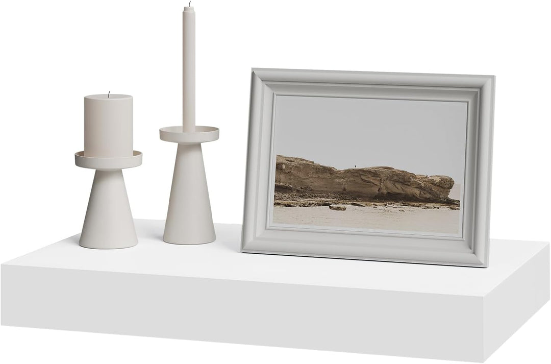 WOLTU Wandregal mit Schublade, Schweberegal Weiss, Regalbrett aus MDF, Wandboard für Wohnzimmer Schl