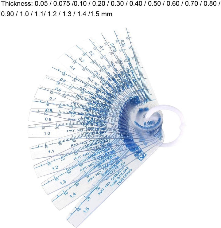 sourcing map 17 in 1 Fühlerlehre Kunststoff Spaltfüller Messwerkzeug für Spaltbreite 0,05-1,5mm Dick