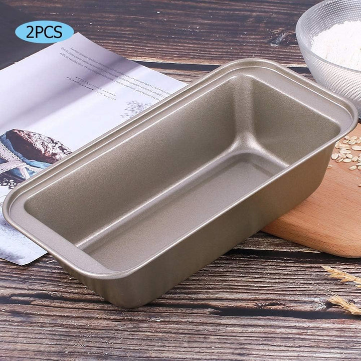 Tissting 2 Stück Kastenform 25 x 13 x 6 cm Rechteckig Brot Backform Gold Karbonstahl Antihaftbeschic